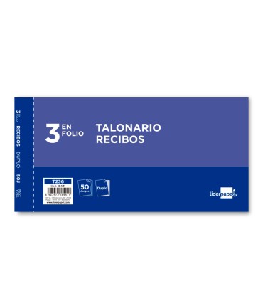 Talonario liderpapel recibos 3 fº original y copia t236 sin matriz